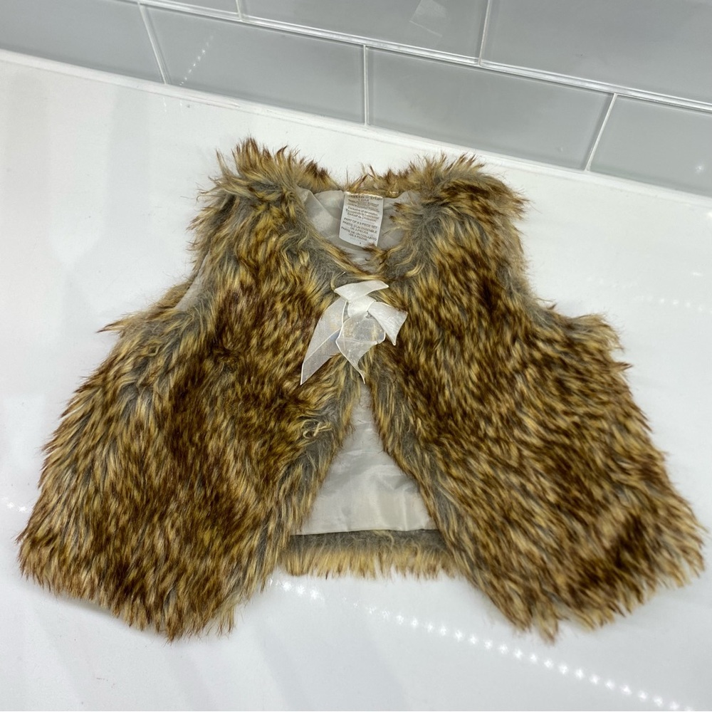 Cutie Pie Baby Faux Fur Vest Soft Crop Brown Kid’s Vest 18M